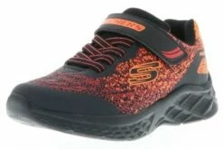 SKECHERS 403920L/BKRD Microspec II Kinder Mädchen Jungen Sneaker Turnschuhe Halbschuhe Schwarz/rot/orange